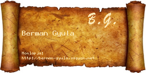 Berman Gyula névjegykártya
